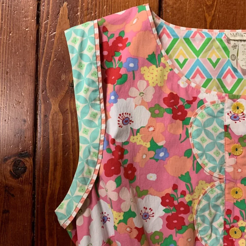 Matilda Jane Pink Floral Print Leah Sleeveless Women's Medium Fit & Flare Dress